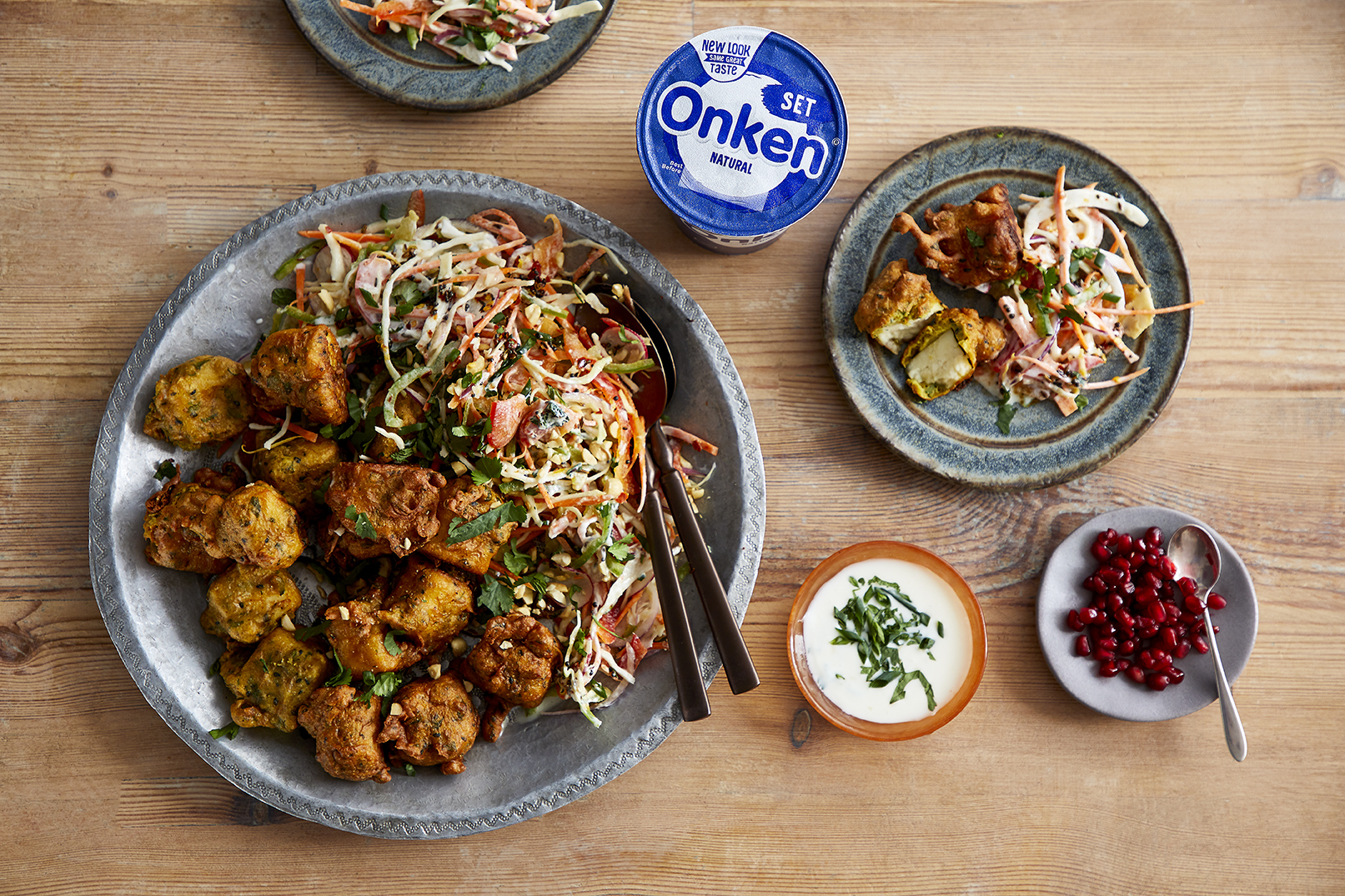 Paneer Pakora with Raw Veg Slaw in a Chilli Yogurt Dressing